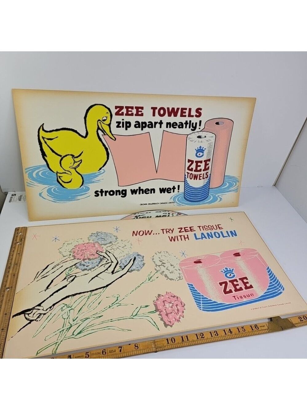 Vintage Advertising Signs 1950s - Zee Tissue Crown Zellerbach Canada Limited